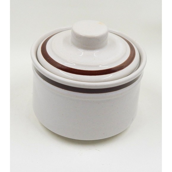 Design Four Stoneware 1510 Sundance Sugar Bowl Japan Lidded Brown Stripe - Picture 4 of 12
